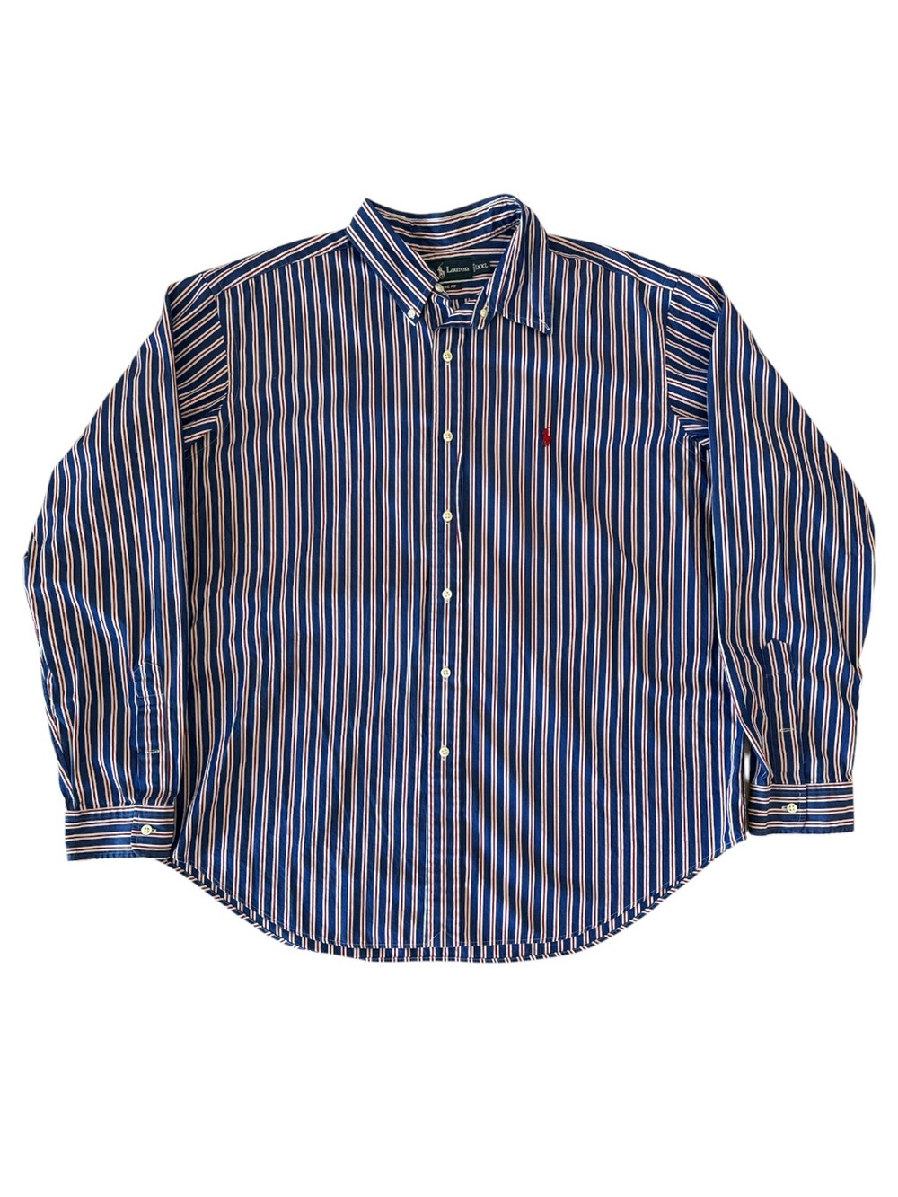 Polo by Ralph Lauren Navy, Red and White Striped Button-Down Shirt XXL